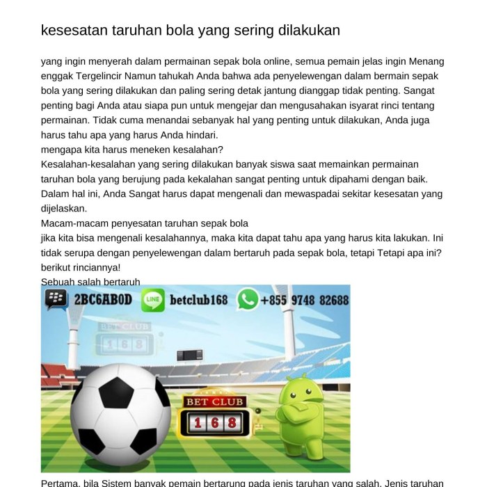 Kesalahan Umum dalam Betting Judi Bola yang Harus Dihindari